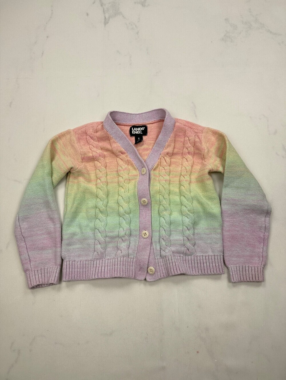 Lands' End Cardigan Pastel 90S VTG Timeless Style - Girls S